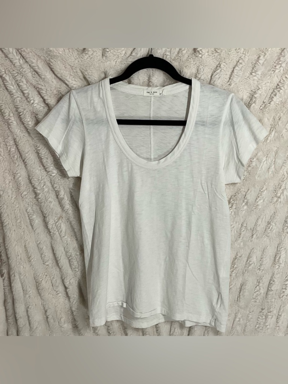Rag & Bone White Scoop Neck Short Sleeve Tee